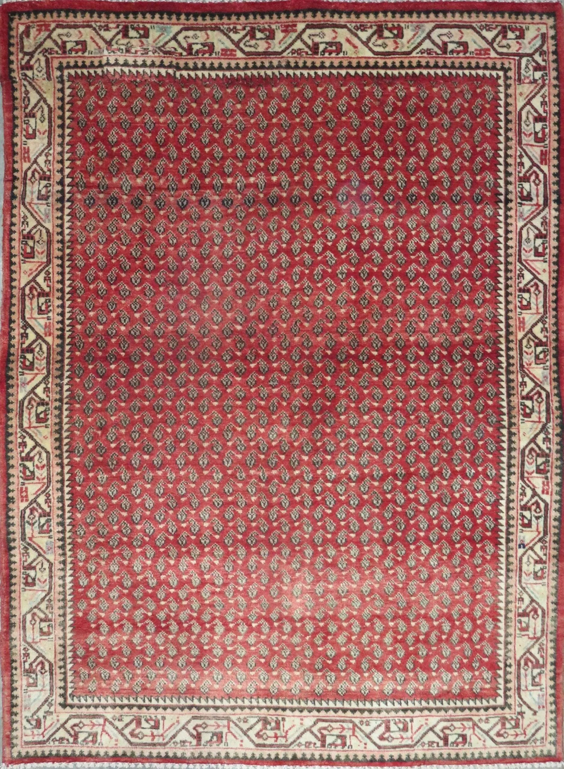 One Of The Kind Hand-Knotted Persian Wool Rug _ Luxurious Vintage Design, 6'4" x 4'9", Artisan Crafted